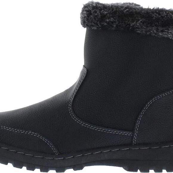 Khombu Women's Addison Ankle Boots Faux Fur Shearling Lining Black Size 6 - Picture 3 of 5